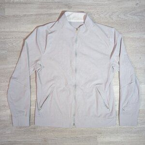 Lululemon Airing Easy Jacket Mens Medium Gray Sea Salt White Full Zip Bomber